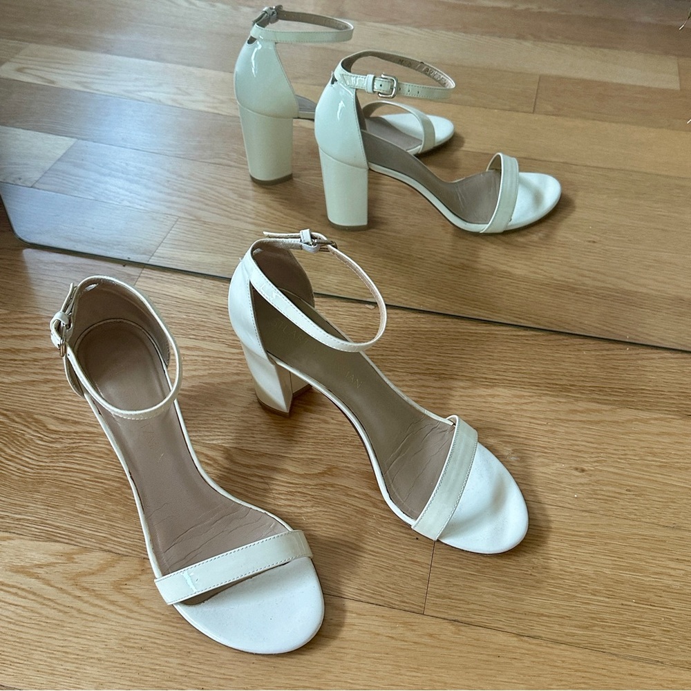 Stuart Weitzman Nearly Nude White Patent Leather 6.5